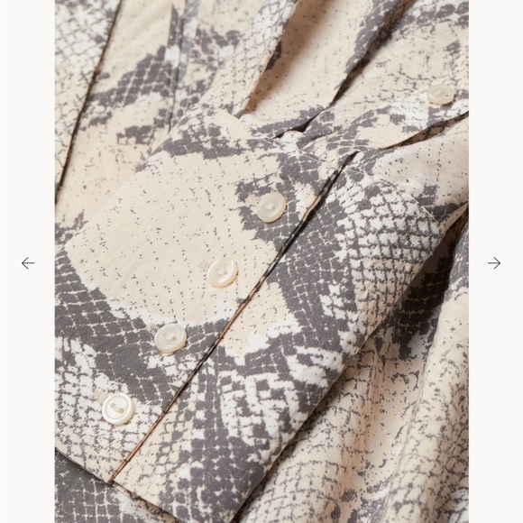 H&m- neutral snakeskin print crepe fabric button down tie front tunic/mini dress - Picture 7 of 12